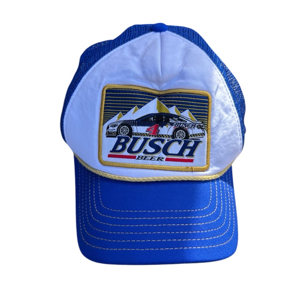 Vintage Busch Beer Blue and White Trucker Hat